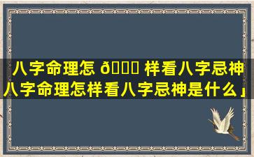 八字命理怎 🐅 样看八字忌神「八字命理怎样看八字忌神是什么」